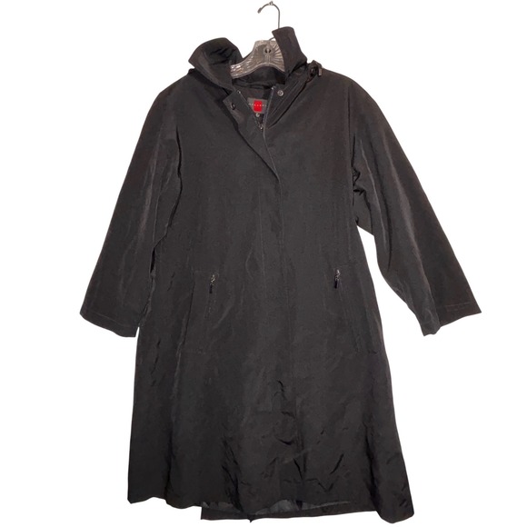 Gallery Jackets & Blazers - Gallery Black Hooded Lightweight Trench Coat Rain Jacket Women's Size Small